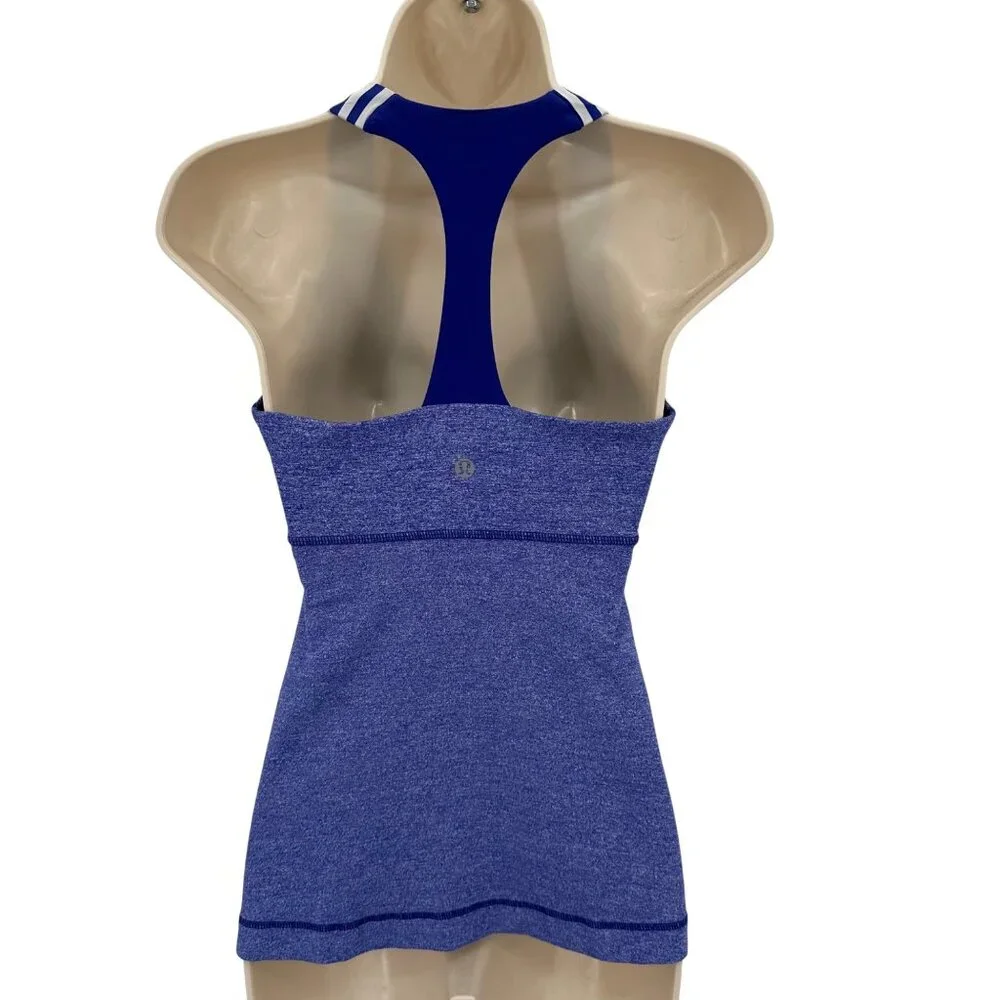 Lululemon Womens Blue Racerback Striped Halter Tank Top Athletic Yoga Size XS - Picture 5 of 7